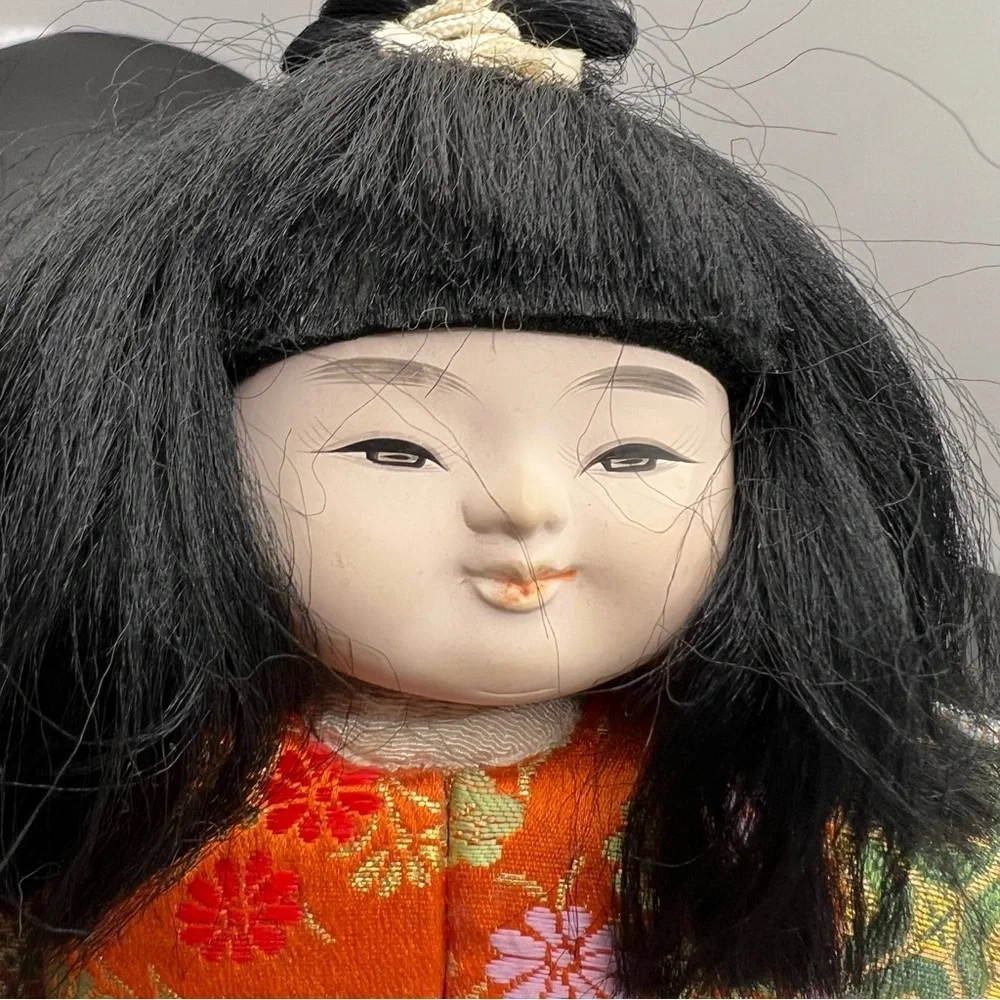 Vintage Japanese Kimekomi Doll Silk Kimono Traditional Folk Craft Japan